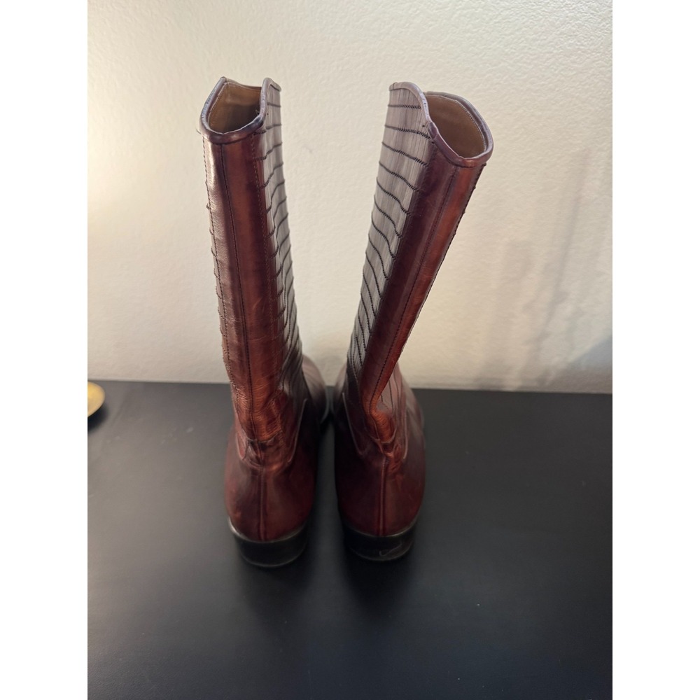 Lorenzo Banfi Men's 12 M Boot Brown Leather Round Toe Mid Calf Cowbody Western - Picture 5 of 10